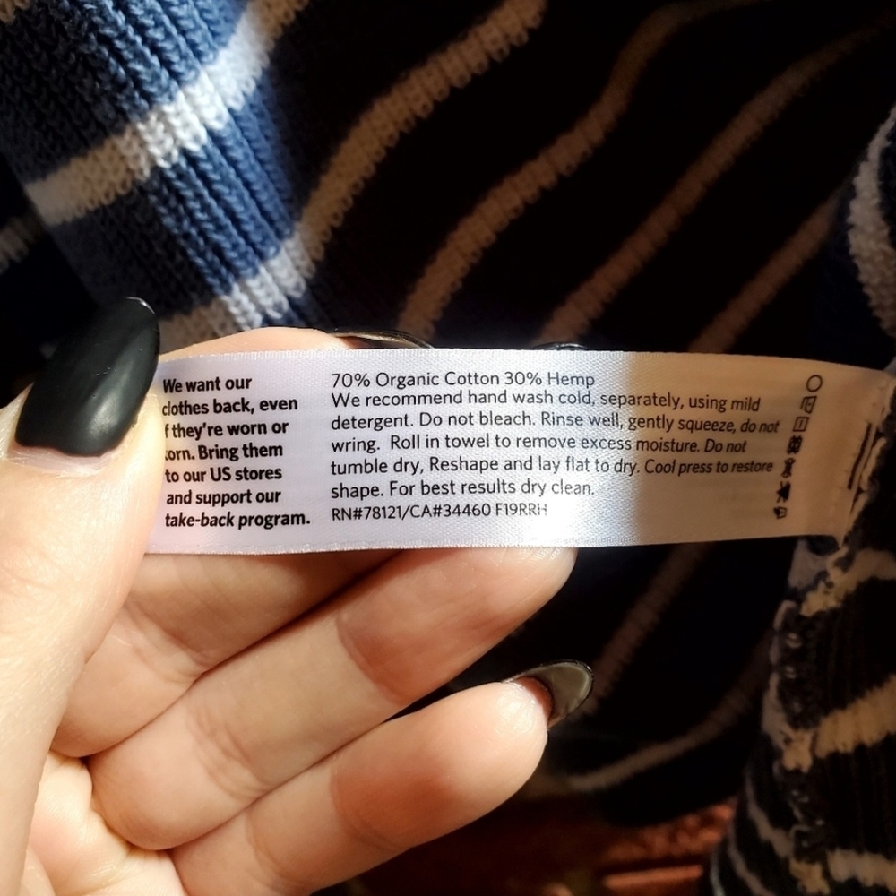 Eileen Fisher Nwt Blue and White Striped Sweater - Picture 7 of 7
